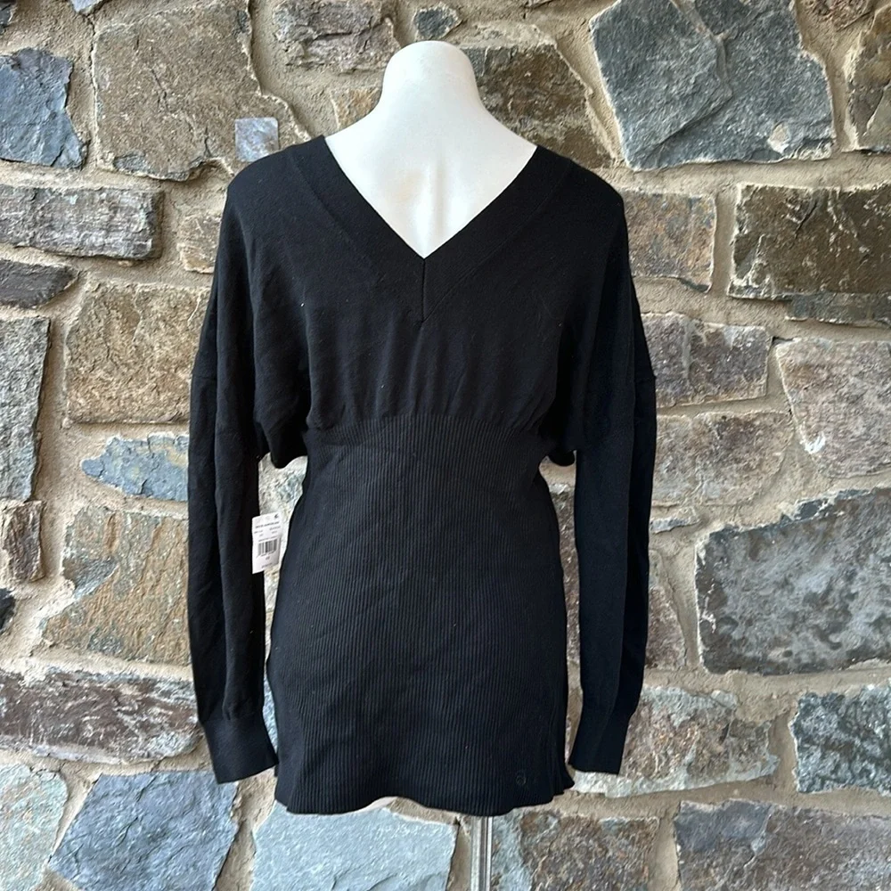 Good American NWT Waisted Cardi Knit Sweater in Black Size 1/2 (Small/Medium)